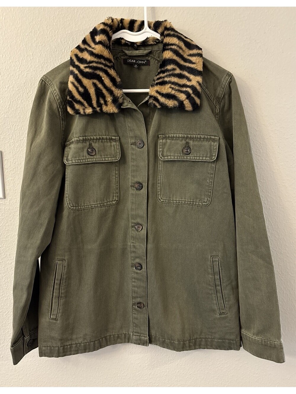Anthropologie Dear John Green Removable Faux Tiger Fur Utility Jacket Size M
